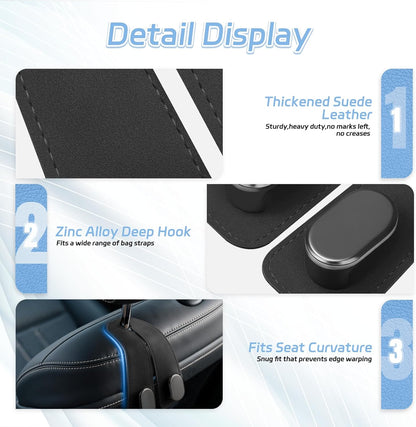 Premium Suede Double Headrest Hooks